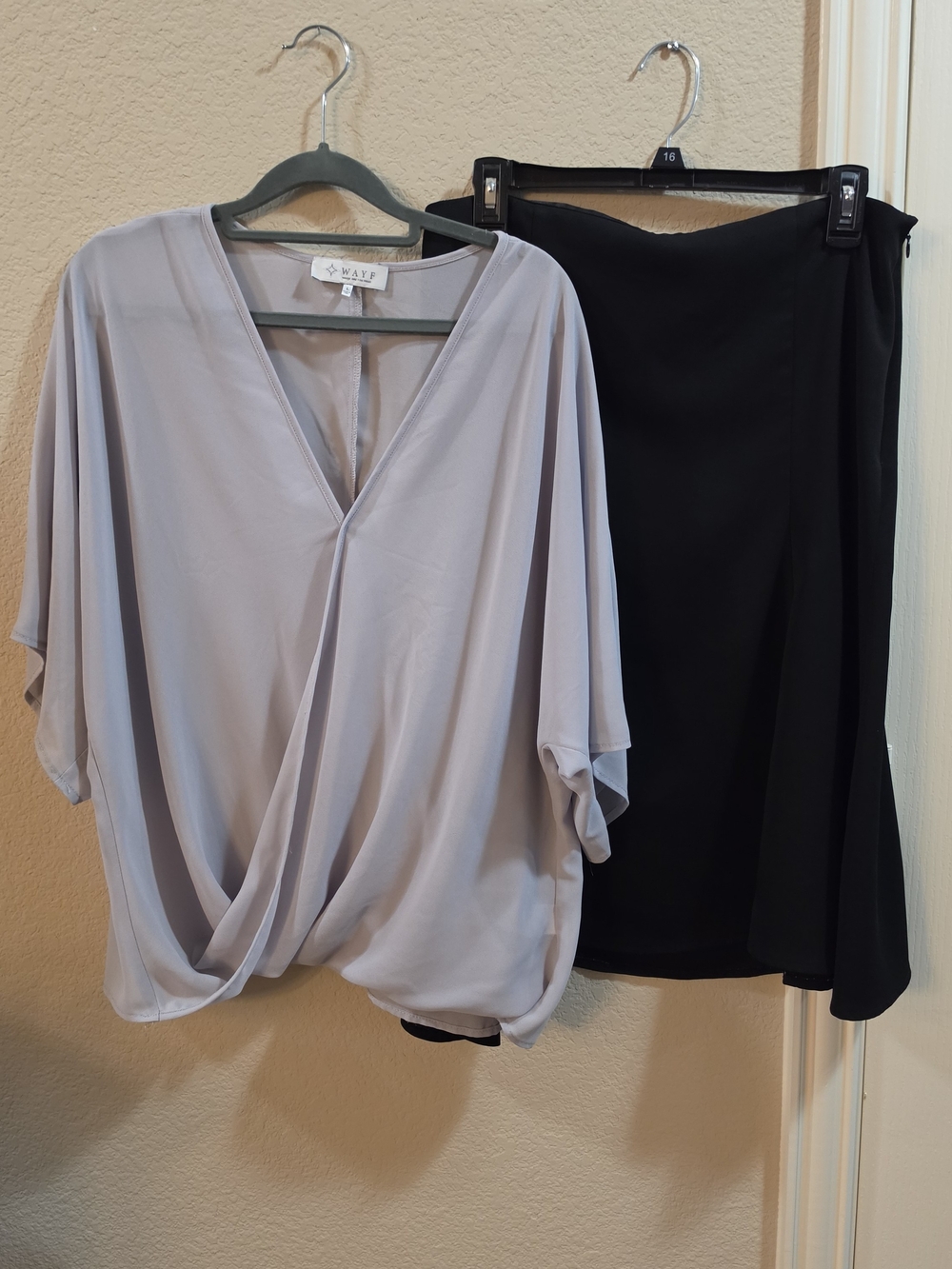 WAYF Blouse and Portmans Black Classic Skirt